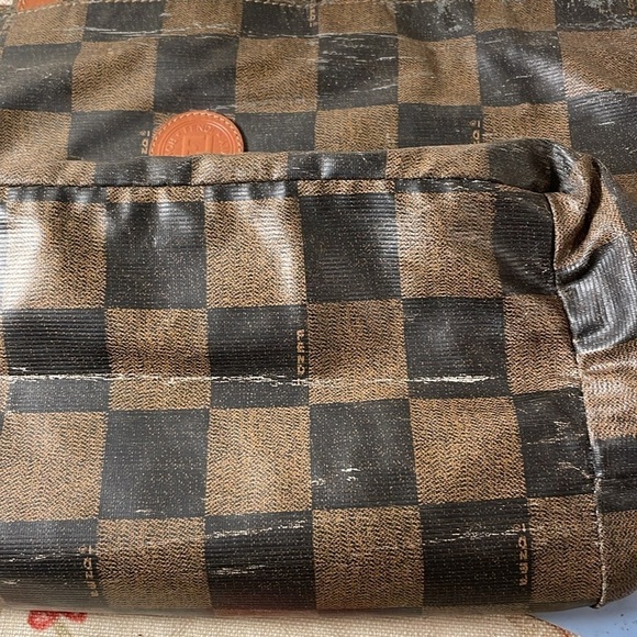 Fendi Sac a main en toile Checkered Tote Bag Brown and Black As Is Vintage - Picture 12 of 17